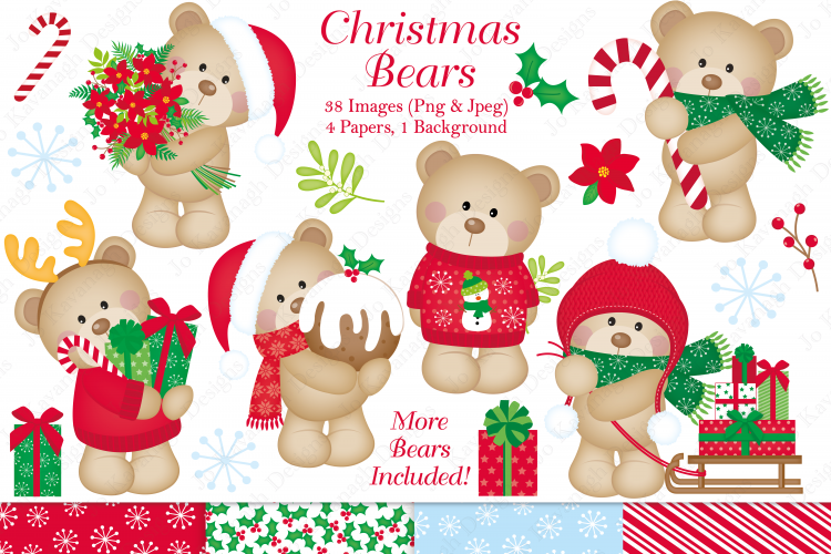 Christmas clipart, Christmas Bear graphics & illustrations