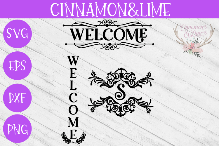 Welcome Vintage Wood Sign SVG Plus Monogram Frame