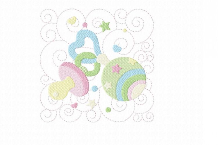 Baby Quilt Block 1 - Machine Embroidery Design in 3 sizes