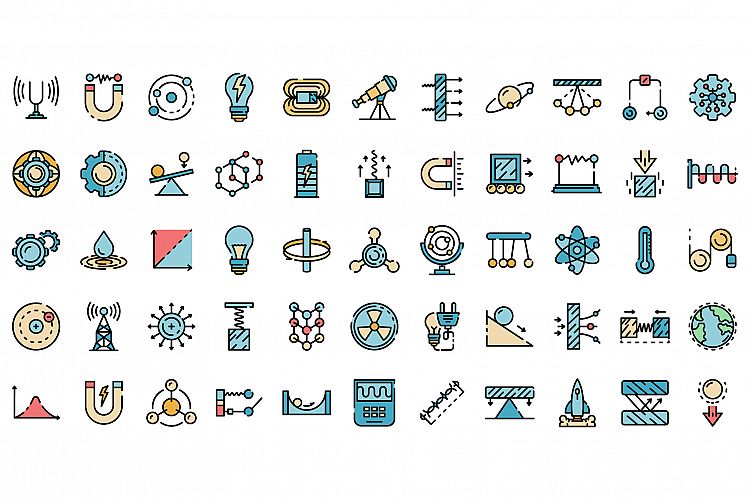 Physics icons vector flat example image 1