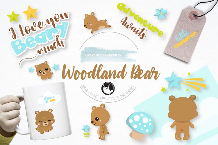 Woodland bear graphics and illustrations