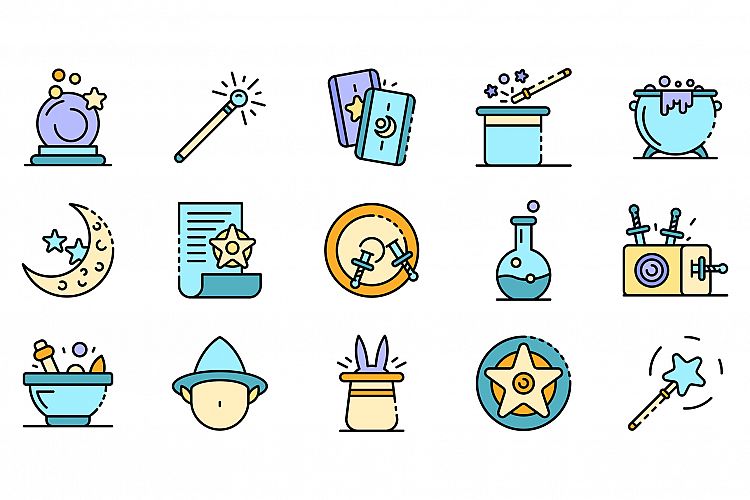 Wizard tools icons set vector flat example image 1
