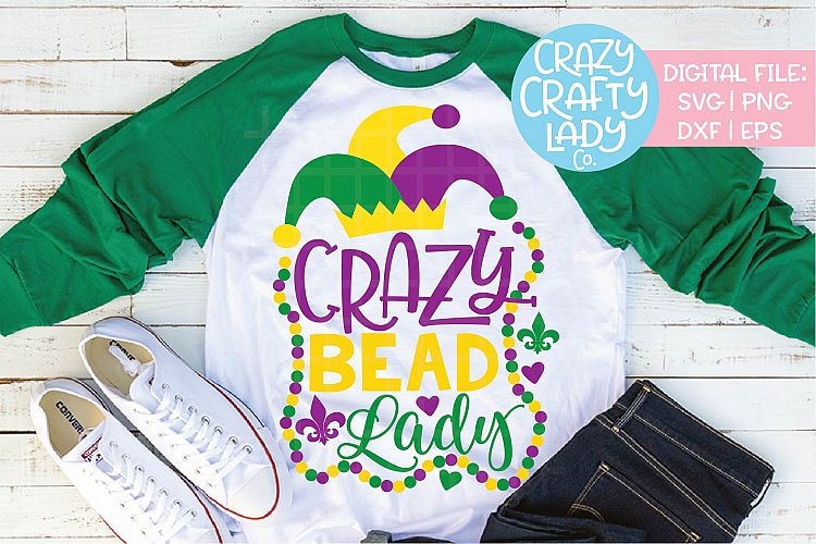 Download Crazy Beady Lady Mardi Gras SVG DXF EPS PNG Cut File