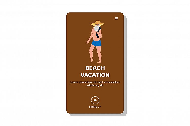 Beach Vacation Holiday Enjoying Senior Man Vector example image 1