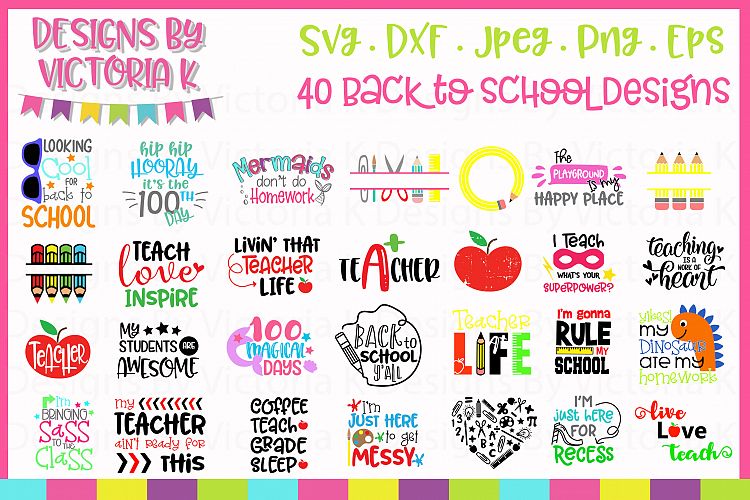 Back to school Bundle, 40 School designs, SVG, DXF, EPS