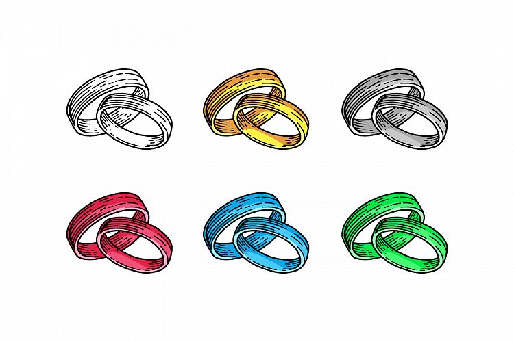 Colorful Wedding Rings Hand Drawn