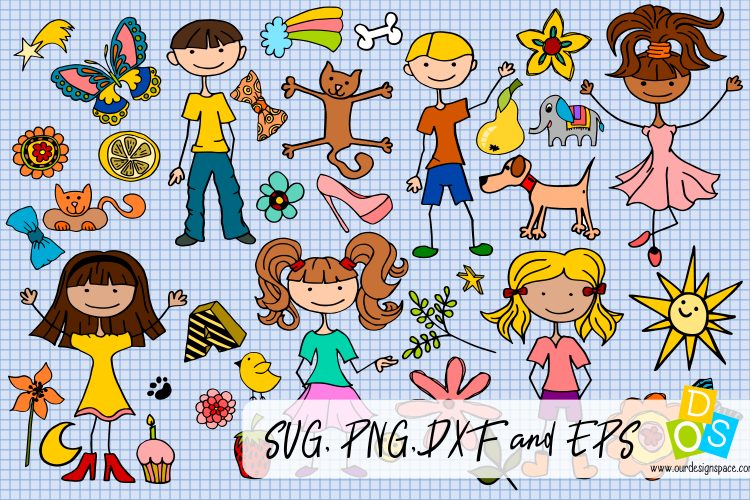 Huge Little People Doodle Bundle of 77 SVG, PNG, DXF