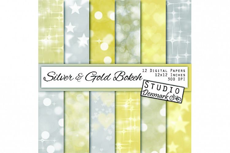 Gold and Silver Bokeh Digital Paper