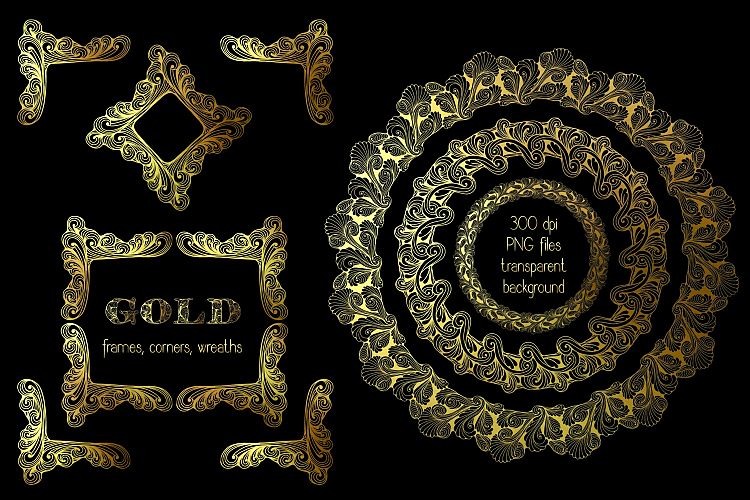 Gold frames, wreaths, corners