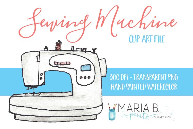 Sewing Machine Watercolor Clip Art PNG
