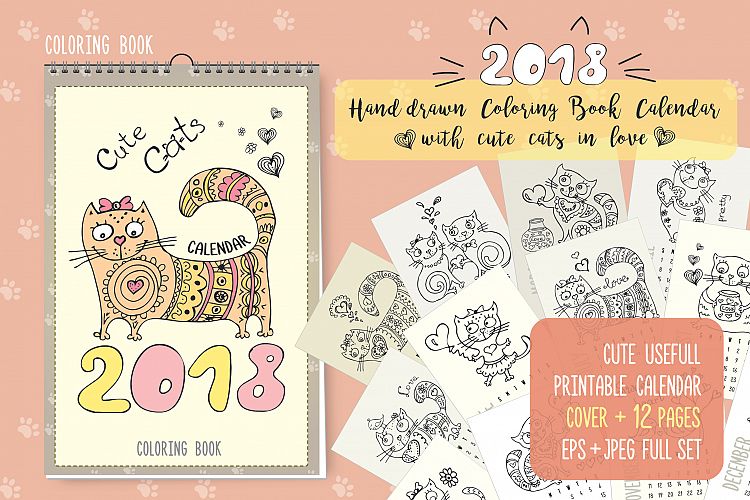 Coloring book calendar 2018