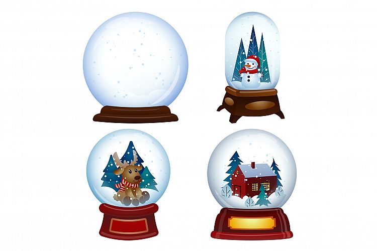 Snowglobe icons set, cartoon style example image 1