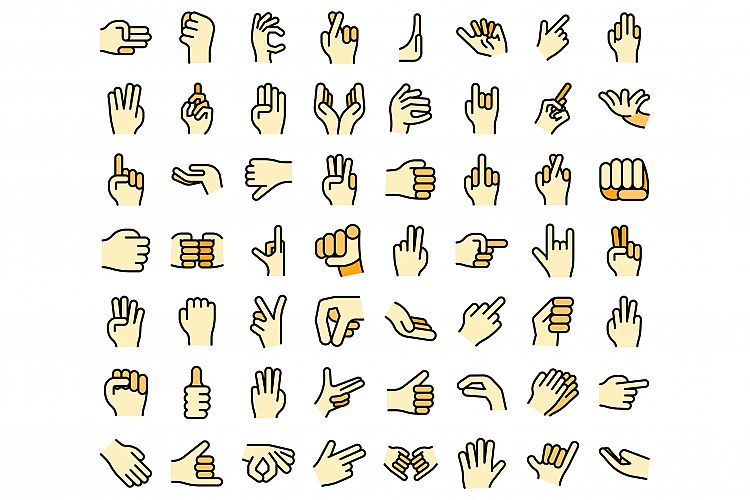 Hand gestures icons set vector flat example image 1