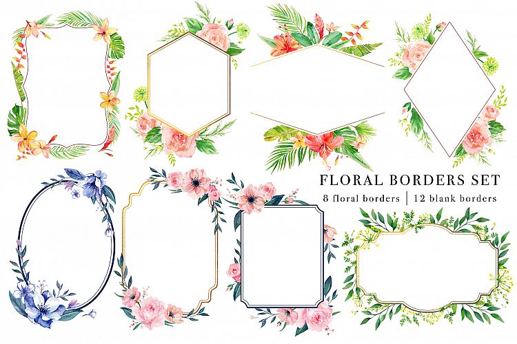 Floral Borders Watercolor Set