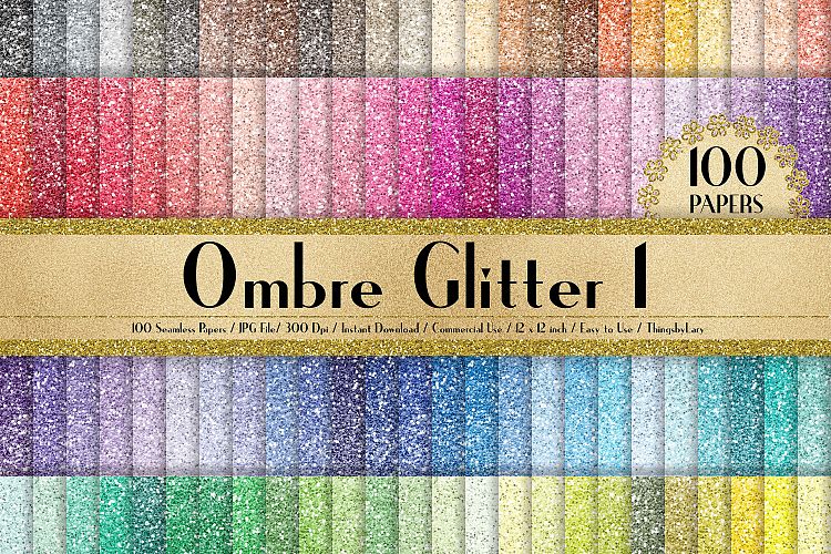 100 Seamless Ombre Glitter Texture Digital Papers