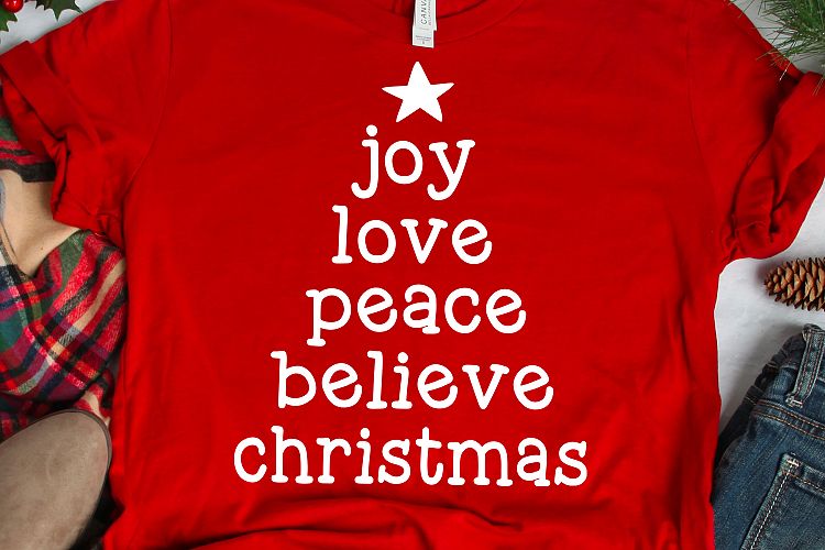 Download Christmas Svg, Christmas Tree Svg, Joy Love Peace Believe ...