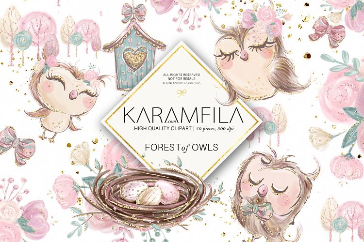 Forest Owls Clipart