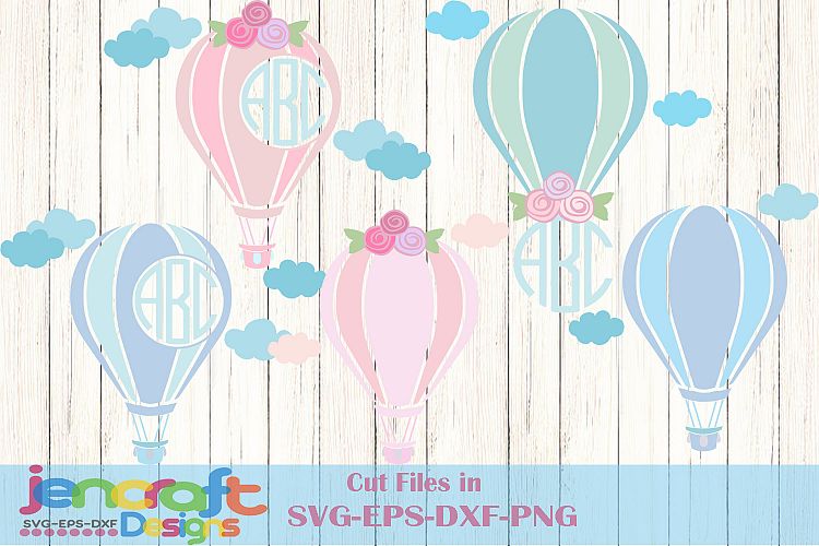 Hot air balloon svg cutting file, Monogram Frame Svg images