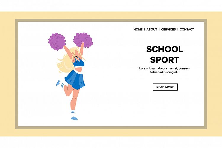 School Sport Cheerleader Dance With Pon-pon Vector example image 1