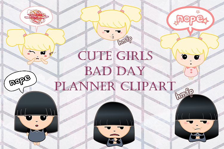 Cute Girls Bad Day Planner Clip art