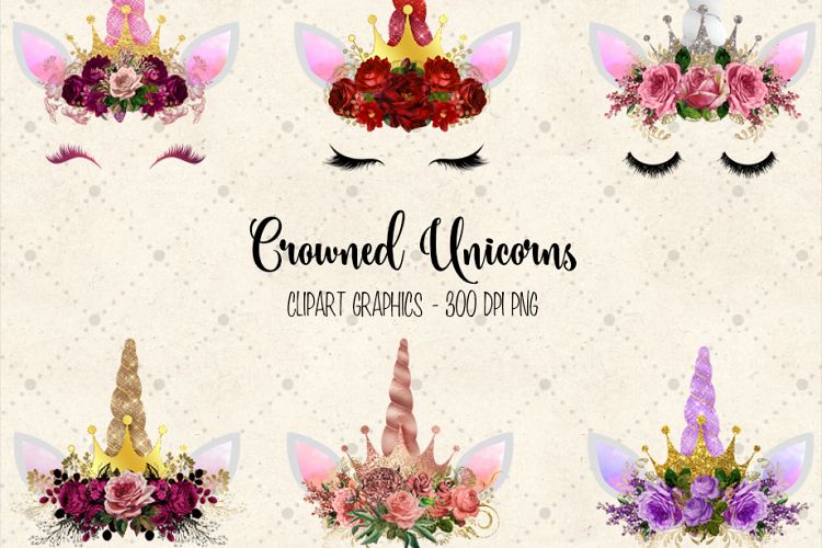 Crowned Unicorns Clipart