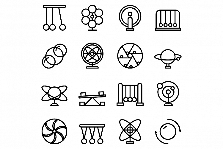 Perpetual motion icons set, outline style