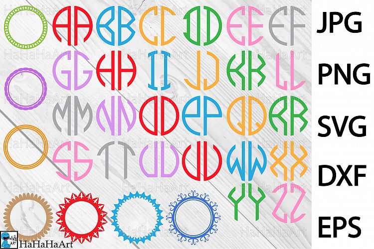Circle Monogram Alphabet - Clip art / Cutting Files - 70c