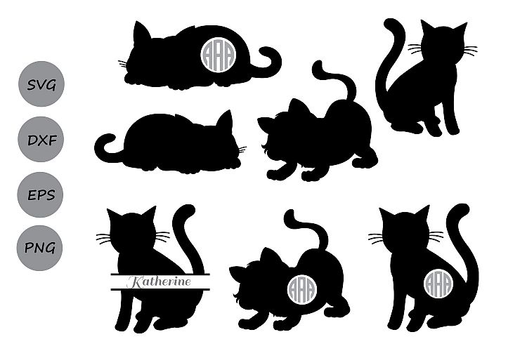 Cat SVG cutting files, cat monogram svg, Kitty Svg, Kitten. (85665