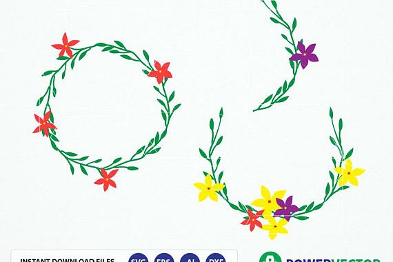 Download Flower wreath svg. Premium Floral Wreaths & Laurels - Red ...