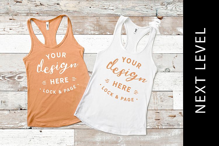 Light Orange Next Level Mockup 1533 Muscle Top Flat Lay Gym