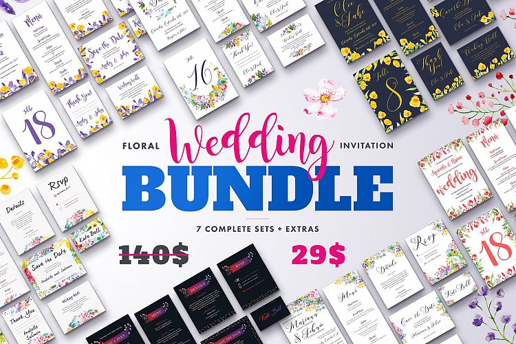 Floral Wedding Invitation Bundle