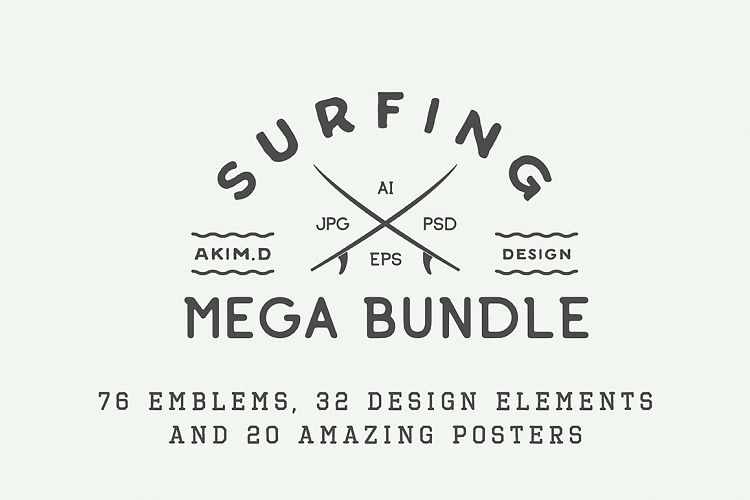 Vintage Surfing Emblems Bundle