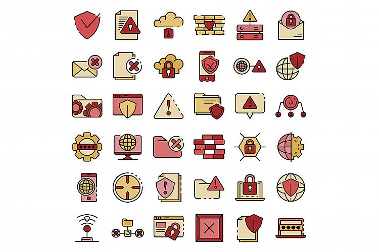 Firewall icons vector flat example image 1