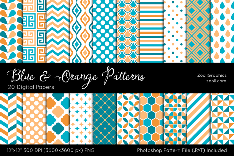 Blue And Orange Digital Papers