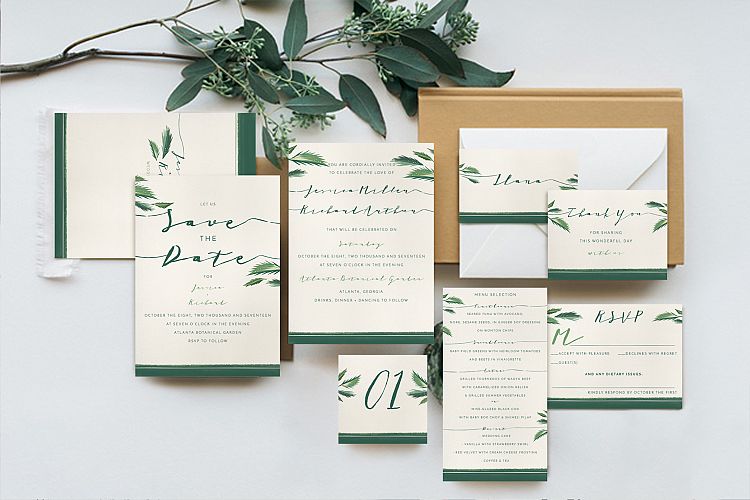 Classy Tropical Wedding Invitation Suite