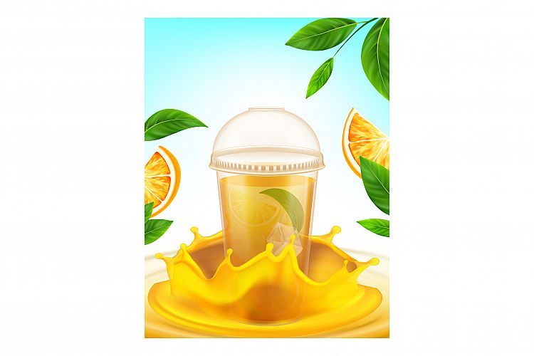 Juice Orange Cup Creative Promotion Poster Vector example image 1