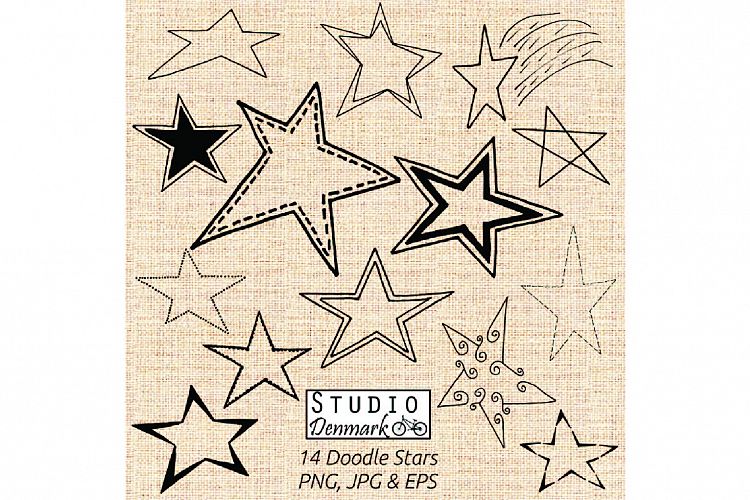 Stars Clipart Set - 14 Doodle Stars Included