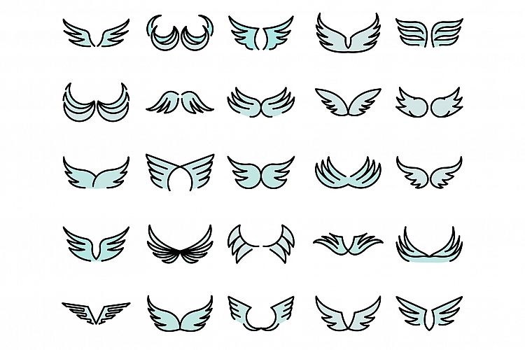 Wings icons set vector flat example image 1
