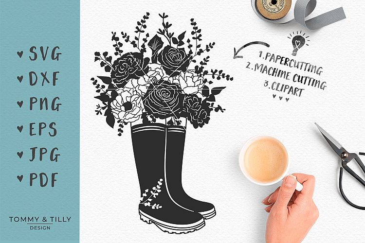 Download Flower Wellies - SVG EPS DXF PNG PDF JPG Cutting File ...