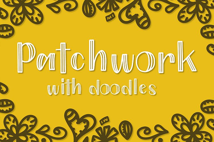 Patchwork - Double Inline With Doodles Font Duo