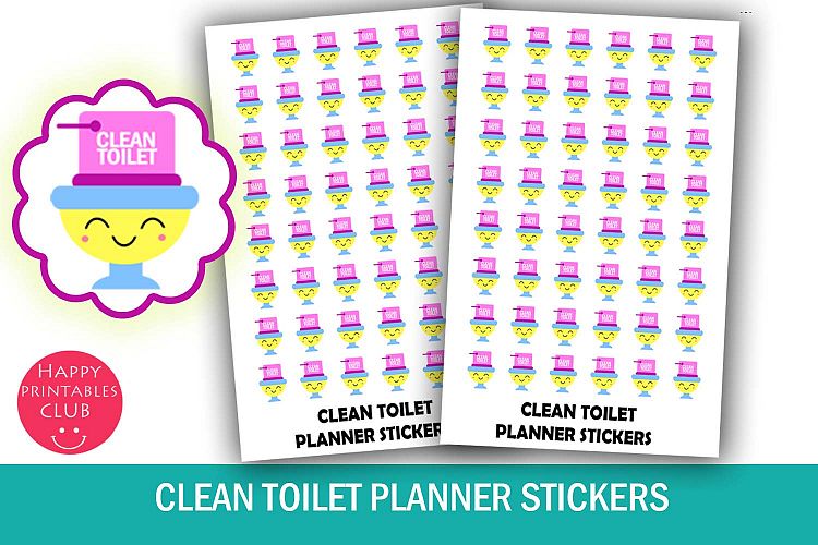 Cute Clean Toilet Planner Stickers- Clean Bathroom Stickers