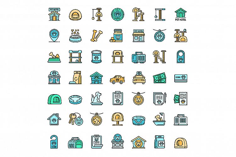 Pets hotel icons set, outline style example image 1