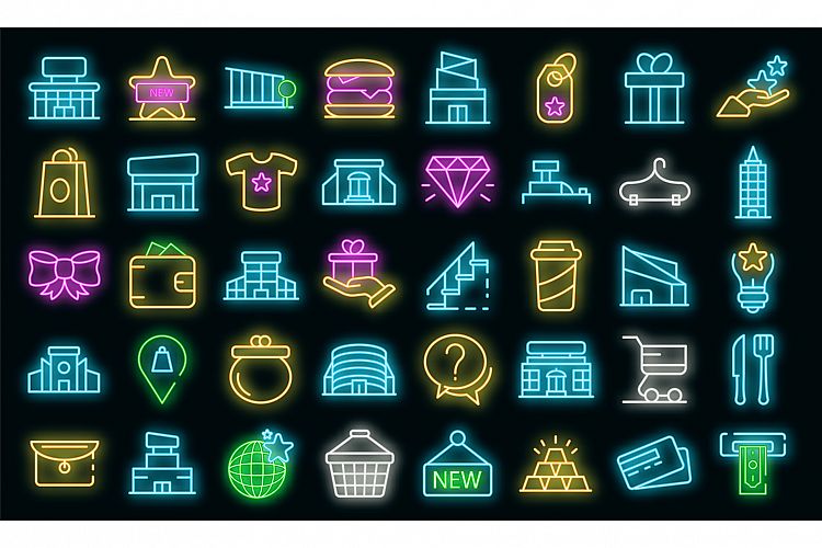 Mall icons set vector neon example image 1