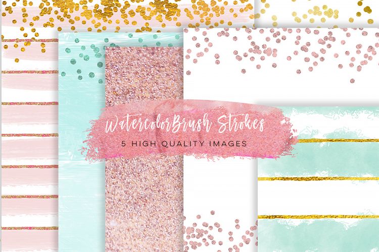 Rose Gold Digital Paper, Pretty Romantic Background, Chic Elegant Gold Glitter Paper, JPG Instant Download, mint green, rose and mint paper example image 1