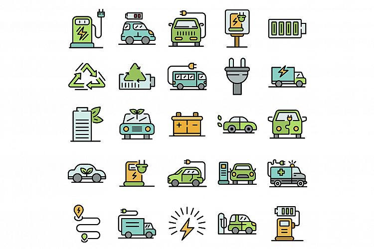 Electrical refueling icons vector flat example image 1