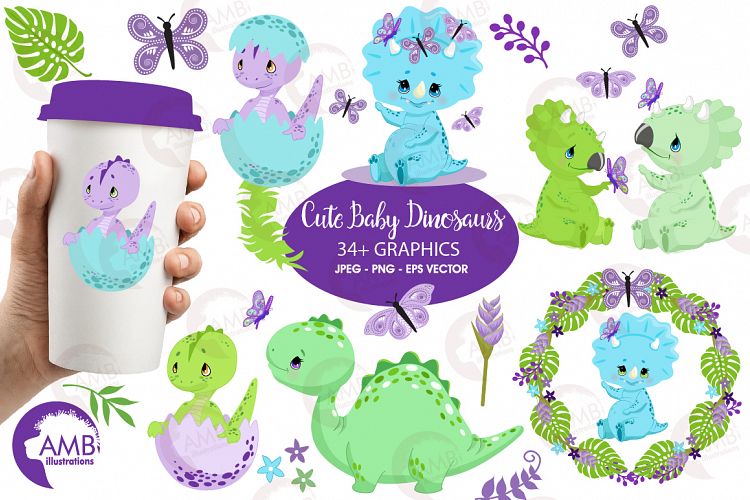 Baby Dinosaurs clipart, graphics, illustrations AMB-2418