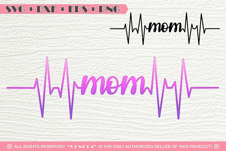 Download Mom Letters| EKG | Hearbeat | SVG DXF PNG EPS Cutting File