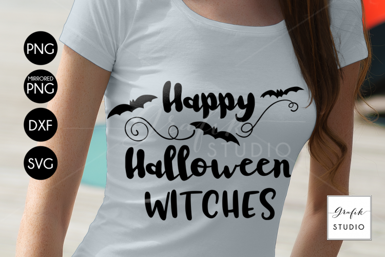 Happy Halloween Witches SVG Cut File, Halloween Cut Files