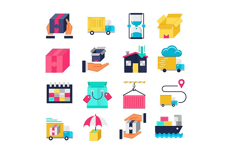 Delivery flat icons set