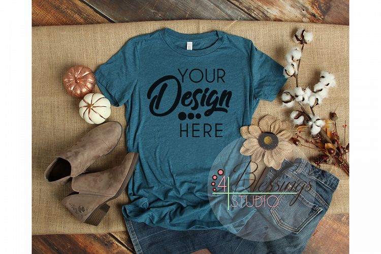 Bella Canvas Mockup 6004 Womens TShirt Heather Teal Fall